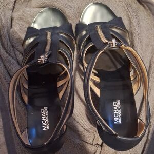 Michael Kors Black and Gold Women's Sandals